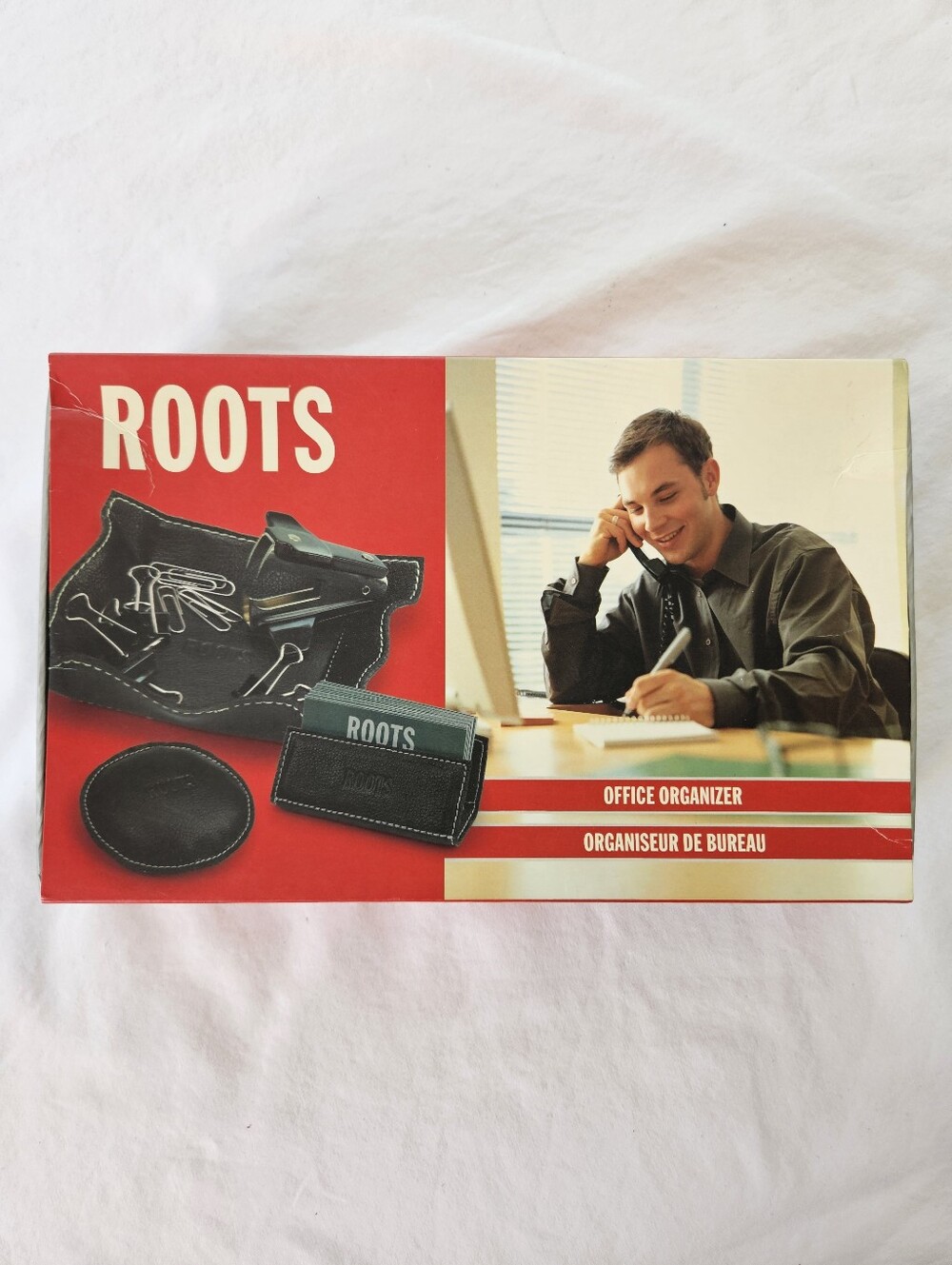 Roots Vintage 1990's/Y2K Office Organizer Desk Set Black Leather, NWT